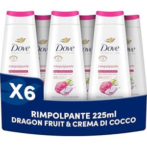 Dove Docciaschiuma Dragon Fruit & Coconut, Bagnodoccia Idratante, Formula Delicata al 94% Biodegradabile, con Agenti Idratanti Vegetali, Senza Solfati SLES, Bagnodoccia Uomo e Donna, 6 Pezzi da 225 ml