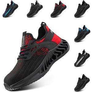 Hitmars Scarpe Antinfortunistiche Uomo Donna da Lavoro Uomo Leggere Scarpa Antinfortunistica Punta in Acciaio Estive Antiscivolo s1p s1 s2 s3 SRC 1 Rosso EU 39