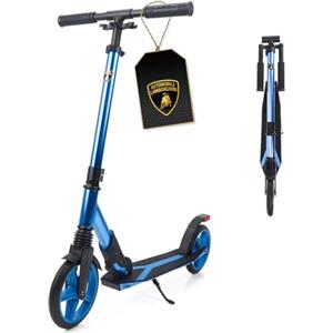 kick'n'roll Lamborghini Monopattino Bambino 8+ anni, Big Wheel 200 mm, regolabile in altezza, pieghevole, scooter per adolescenti, monopattino in metallo fino a 100 kg con piedini di supporto e luci posteriori