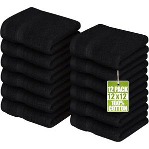 Utopia Towels - Set di 12 Asciugamani Per il Viso Premium, Perfetti Per l'uso in Palestra, Nella Spa, Nel Bidet, a Mano 30 x 30 cm, 100% Cotone (Nero)