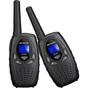 Retevis RT628 Walkie Talkie Bambini, Walky Talky a Lungo Raggio Facile Uso Bambini 3-12 Anni, Regalo Giocattolo per Escursionismo Campeggio Giardino Attività all'Aperto (1 Coppia, Nero)