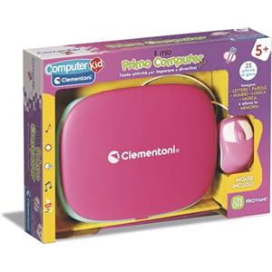 Clementoni Sapientino - Il Mio Primo Computer Pink, Gioco Educativo Interattivo Bambini dai 5 Anni, 35 Attività, Impara Lettere, Numeri, Logica, Musica, con Mouse e Schermo LCD, Lingua Italiana, 16657
