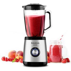 Taurus Magnum 1300 - Frullatore, caraffa di vetro da 1,5L, 1300W, 4 lame in acciaio inossidabile rimovibili, tritaghiaccio, bpa free, lavabile in lavastoviglie, 2 velocità + Turbo
