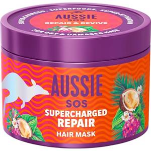 Aussie SOS Maschera Ristrutturante Supercharged Repair 500ml per Capelli Secchi e Danneggiati, Ripara e Protegge, Donando Capelli Morbidi, Lisci e Idratati per 100 Ore, Formula Vegana