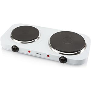 Tristar Doppia piastra elettrica - ø 15,5 e 18,5 cm - 2 termostati - 5 impostazioni di calore regolabili individualmente - 2500 W - Bianco - KP-6245