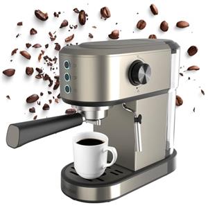 BLACK+DECKER BXCO1350E - Cafetera Espresso 1350W | 20 Bar | Sistema Thermoblock | 1-2 Tazas | Vaporizador Orientable | Depósito 1L Extraíble | Bandeja Antigoteo | Calientatazas