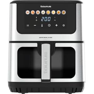 Taurus - Friggitrice ad Aria Air Fry Digital 7S View | 1600W | 6,5L | 8 Programmi | Touch Screen | Cottura Uniforme | Avviso Acustico | Senza BPA e PFOA | Manico Freddo | Ricettario Online