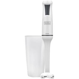 Black+Decker - Frullatore a Immersione BXHB500E 600W | Design Compatto ed Ergonomico | Piede Smontabile in Plastica | Antischizzi | Bicchiere Dosatore Incluso | Plastica | Bianco