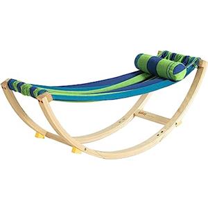 SoBuy Sdraio a Dondolo per Bambini Poltroncina per Bambini Lettino Prendisole in Legno con Dispositivi di Sicurezza per Cameretta o Giardino 122x36x48cm KMB16-J