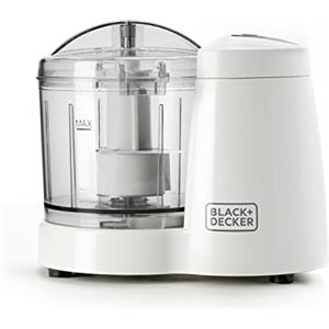 BLACK+DECKER BXCH120E - Tritatutto, 120 W, ciotola in plastica da 350 ml, 1 velocità, coperchio con chiusura di sicurezza, lame in acciaio inossidabile, facile utilizzo e pulizia, bianco/grigio