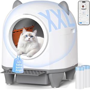 Devoko lettiera gatto autopulente,Design con orecchie da gatto,toilette per gatti XXL,Controllo remoto, ampio spazio, Sicurezza,Anti-odore,90L lettiera automatica per felini,Elettrica per più gatti.