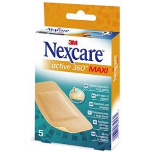 Nexcare Cerotto Active 360° Maxi - 5 Pezzi, Impermeabile e Flessibile
