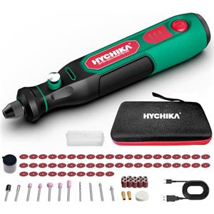 HYCHIKA BETTER TOOLS FOR BETTER LIFE HYCHIKA Mini Trapano,3.6V Utensile Rotante Multifunzione con 77 Accessori per Foratura,Levigatura,Lucidatura,Incisione,Mini Trapano con velocità regolabile e ricarica USB-C,Ideale per piccoli DIY.