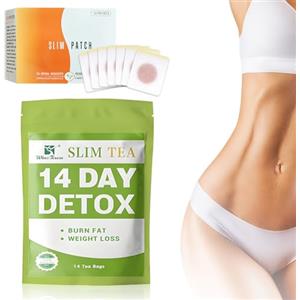 SHOWHEEL 14 giorni di tè per dimagrire, Detox Cleanse Weight Loss Tea con 50 toppe dimagranti, delicata disintossicazione e pulizia per la perdita di peso e per la rimozione del grasso addominale