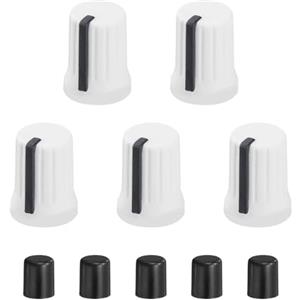 QUARKZMAN 5Pcs Manopole Potenziometro D-Shaft Sostituzione Gomma Manopola Controllo Potenziometro Sostituzione Tappo Asta Spinta Per DJ Controller Mixer Console Encoder Speaker (Bianco Nero)