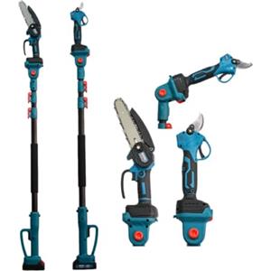 VOKOT Forbici potatura elettriche Telescopiche con 2 Batterie Ricaricabili 26V, lama 30mm, incluso Motosega con lama 6, Kit cesoie e Motosega con asta telescopica professionali per giardinaggio