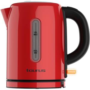 Taurus - Bollitore Elettrico Vintage Compact Red 2400W | 1L | Base 360° | Spegnimento automatico | LED | Manico ergonomico | Indicatore livello acqua | Acciaio inox | Misuratore tazze | Rosso