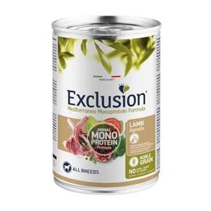Wilky Dog EXCLUSION Mediterraneo Noble Grain Adult Lamb All Breeds gusto Agnello | alimento umido completo per cani adulti di tutte le razze e taglie, monoproteico, 6 lattine da 400gr.
