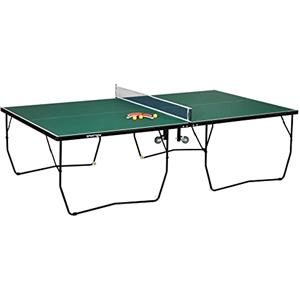 SPORTNOW Tavolo Ping Pong Pieghevole con 8 Ruote, Tavolo da Ping Pong Richiudibile con 2 Racchette, 3 Palline e Rete, 274x152.5x76 cm, Verde Scuro