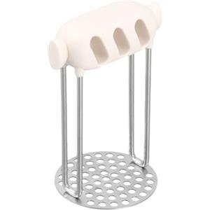 Kaiyzo Schiacciapatate Acciaio Inossidabile Manico Antiscivolo In Pp Schiacciapatate Acciaio Inox A Forma Di Caramella Estrazione Del Fango Fine Schiaccia Patate In Acciaio Diametro 7 Cm Bianco