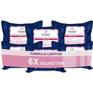 Acqua alle Rose, Salviettine Stuccanti Lenitive per Pelli Sensibili, con Estratto di Rosa Chinensis che protegge contro gli agenti esterni, Azione Struccante su Viso, Occhi e Labbra - 6 Conf. da 20 pz