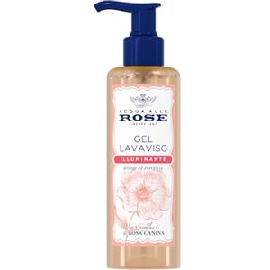 Acqua alle Rose, Gel Lavaviso Illuminante con Vitamina C di Rosa Canina, Detergente Viso per Pelli Spente e Opache, Azione Energizzante, Deterge e Ravviva la Pelle Uso Quotidiano, 200 ml
