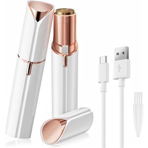 UrbanLuxe Epilatore Viso Donna, Rasoio Ricaricabile da Donna, Rifinitore Indolore per Peli del Viso, Labbra, Lanugine e Zona Bikini - Bianco