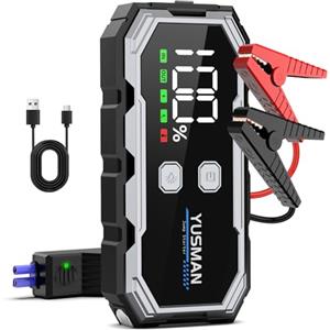 YUSMAN Booster Avviamento Auto - 5000A avviatore emergenza per auto(7.0L Gas or 5L Diesel), Portatile Avviatore Batteria Auto, professionale Starter Batteria con LED/LCD