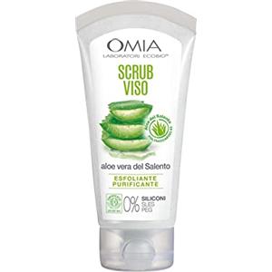 Omia, Scrub Viso Eco Bio Con Aloe Vera del Salento, Trattamento Esfoliante e Purificante, Per Pelli Normali e Miste, Senza Siliconi, Dermatologicamente Testato - Flacone da 75 ml