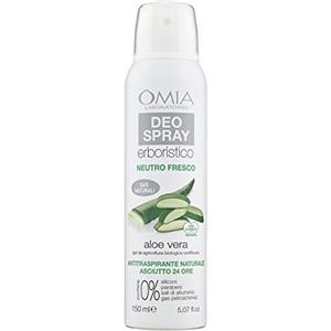 Omia, Deo Spray Erboristico con Aloe Vera, Deodorante Antitraspirante per Sudorazione Intensa, Senza Sali di Alluminio e Gas, Freschezza per 24 ore, Deodorante Uomo e Donna - 150 ml