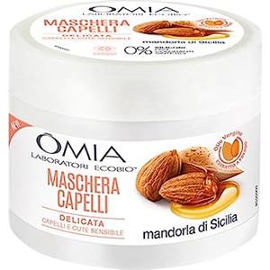 Omia, Maschera Capelli Eco Bio con Mandorla di Sicilia per Capelli e Cute Sensibile, Formula Delicata, Maschera per Lavaggi Frequenti, Senza Siliconi e SLES, Flacone da 250 ml