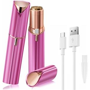 UrbanLuxe Epilatore Viso Donna, Rasoio Ricaricabile da Donna, Rifinitore Indolore per Peli del Viso, Labbra, Lanugine e Zona Bikini - Rosso Rosa