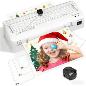 LADISHAN Plastificatrice, Plastificatrice A4 Termica con Taglierina Incorporata e Arrotondatore d'Angoli, laminatrici A4/A5/A6 80-125 micron per Uso Domestico, Ufficio e Scuola.