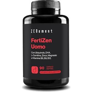 Zenement FertiZen Men - Formula per la Fertilità Maschile e la Riproduzione - con Ubiquinolo, DHA, L-Carnitina, Zinco e Vitamine B6, B9 e B12-90 Capsule Softgel - Fornitura di 1 Mese - Zenement