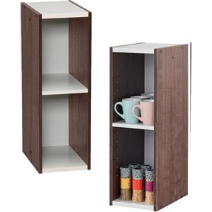 Iris Ohyama, Libreria/scaffale per armadietto a 2 livelli/mobili laterali/scaffale salvaspazio, Modulare, Altezza mensola regolabile 3,2 cm, Ufficio, Casa - Space Saving Shelf - UB-6020 - Marrone