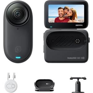 Insta360 GO 3S Nero Notte 128GB - Cam 4K per vlogging, POV a mani libere, montaggio magnetico, stabilizzazione, 140 minuti di autonomia, impermeabilità fino a 10 m, editing IA