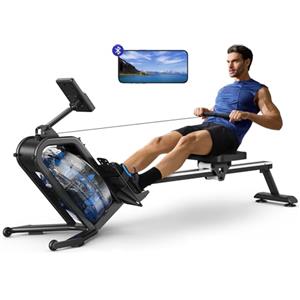 MERACH Vogatore ad Acqua, Resistente a 15 Litri, Connessione Bluetooth e APP, Supporto iPad, Sedile Ergonomico, Stoccaggio Verticale Salvaspazio