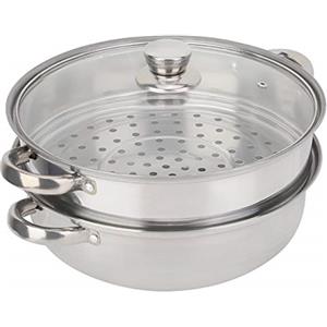 Ejoyous Inserto per Cottura a Vapore in Acciaio Inossidabile, Mini Piroscafo con Coperchio in Vetro, Cottura a Induzione per Cottura a Vapore per Patate Impilabile, per Adattarsi a Quasi Tutte le Padelle e Ca