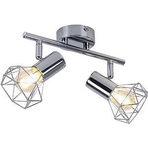 Globo Plafoniera Faretto Orientabile in Metallo Cromato 2x40W - Dimensioni 25,5x9,3x15 cm