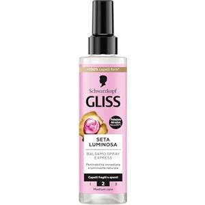 Gliss Schwarzkopf Gliss Seta Luminosa Spray Express 200ml, Leave in conditioner spray con Ceramidi e Seta, Balsamo senza risciacquo e termoprotettore per capelli fragili e spenti