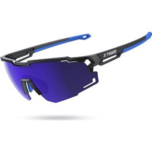 X-TIGER Occhiali da Ciclismo per Uomo e Donna, Montatura TR90 Ultraleggera, Occhiali Sportivi Polarizzati con Protezione UV400, Nasello e Ganci Auricolari Regolabili, Ideali per Corsa/Pesca