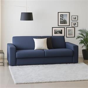 Dmora Talamo Italia - Divano fisso 2 posti Rosanna, Sofà Soggiorno in tessuto imbottito, Braccioli standard, 100% Made in Italy, Cm 200x95h90, Blu