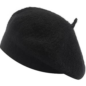 ZLYC Berretto alla Francese in Lana per Donna, Invernale, Lavorato a Maglia, Basco, Berretto da Artista, Nero, Taglia Unica