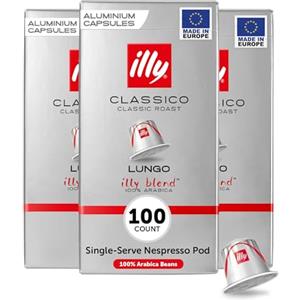 Illy Caffè Tostatura CLASSICO LUNGO in capsule compatibili Nespresso - 10 confezioni da 10 capsule (100 capsule)