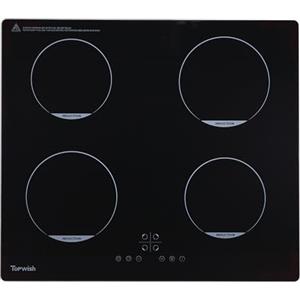 Topwish piano induzione, piano induzione 4 fuochi, piano cottura induzione incasso con sicurezza bambini, funzione boost, controllo touch, indicatore di calore residuo, 60CM, 7200W