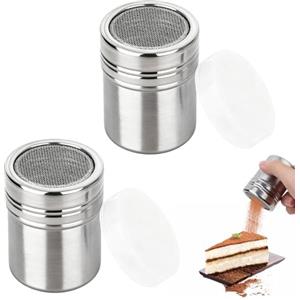 Fogbush 2 spargitore per zucchero a velo, spandicacao, cannella, setaccio per farina, spargitore per zucchero a velo, zucchero, sale, cacao, farina, caffè, matcha, peperoncino in polvere