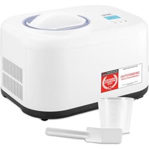TZS First Austria - Gelatiera 1L con Compressore 3-in-1-100W Macchina per Gelato Autorefrigerante per Frozen Yogurt, Sorbetti e Gelato - Bianco