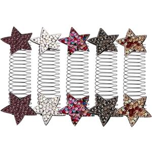 FRCOLOR Pettine Laterale in Metallo Senza Segni Per Chioma Folti 5 Pz Fermaglio Per Chioma a Forma Di Stella Adatto Per Styling Quotidiano e Eventi Femminili