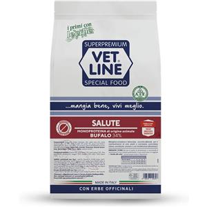 Vet Line Salute Bufalo 12,5kg - Crocchette Monoproteiche per Cani Adulti con 9 Erbe Officinali