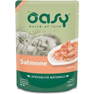 Oasy Alimento Umido Naturale per Gatti al Salmone - 70 gr in Soft Jelly